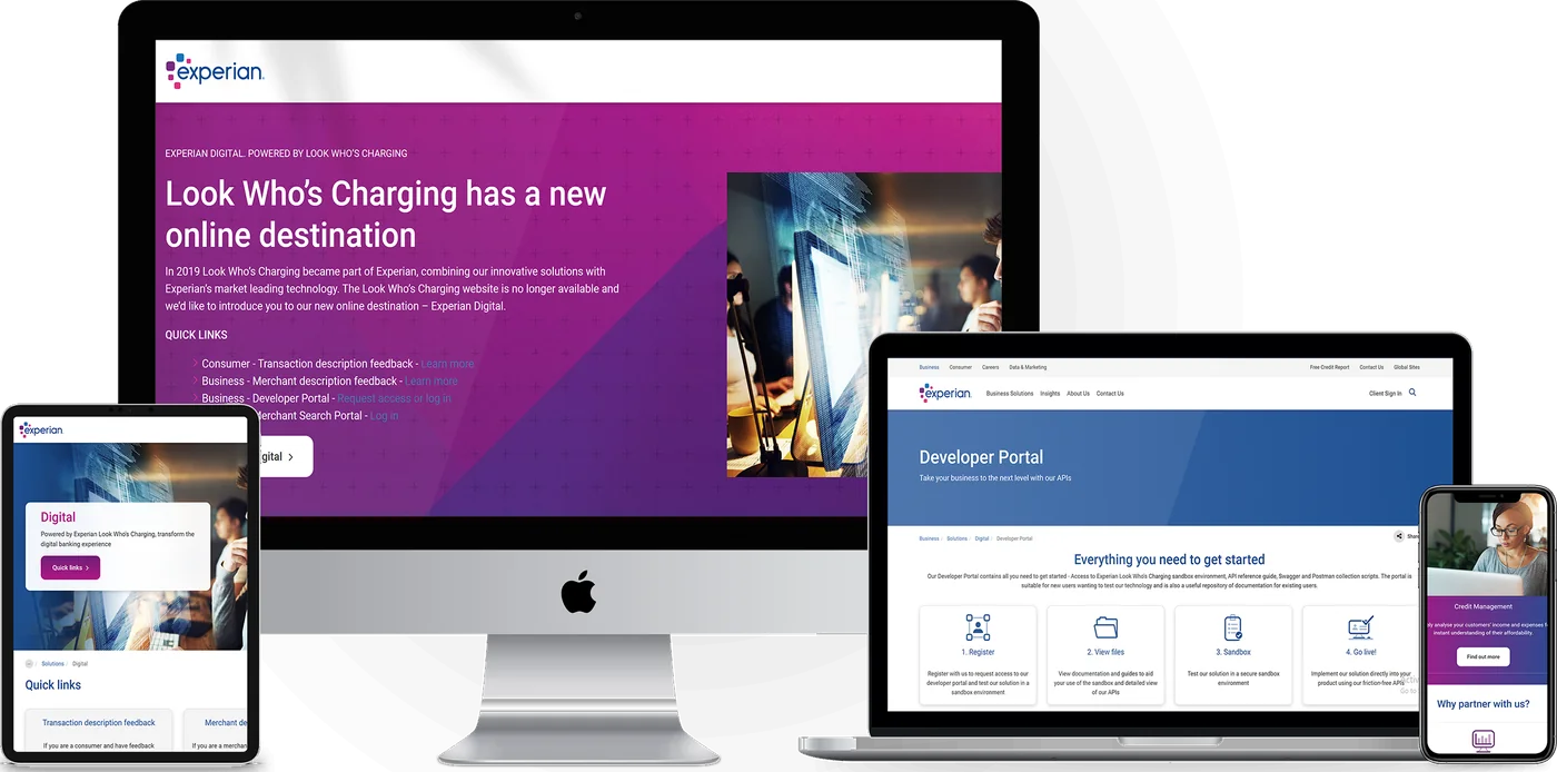 Experian on desktop, tablet, and phone