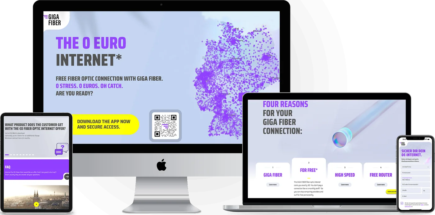 GIGA FIBER on desktop, tablet, and phone