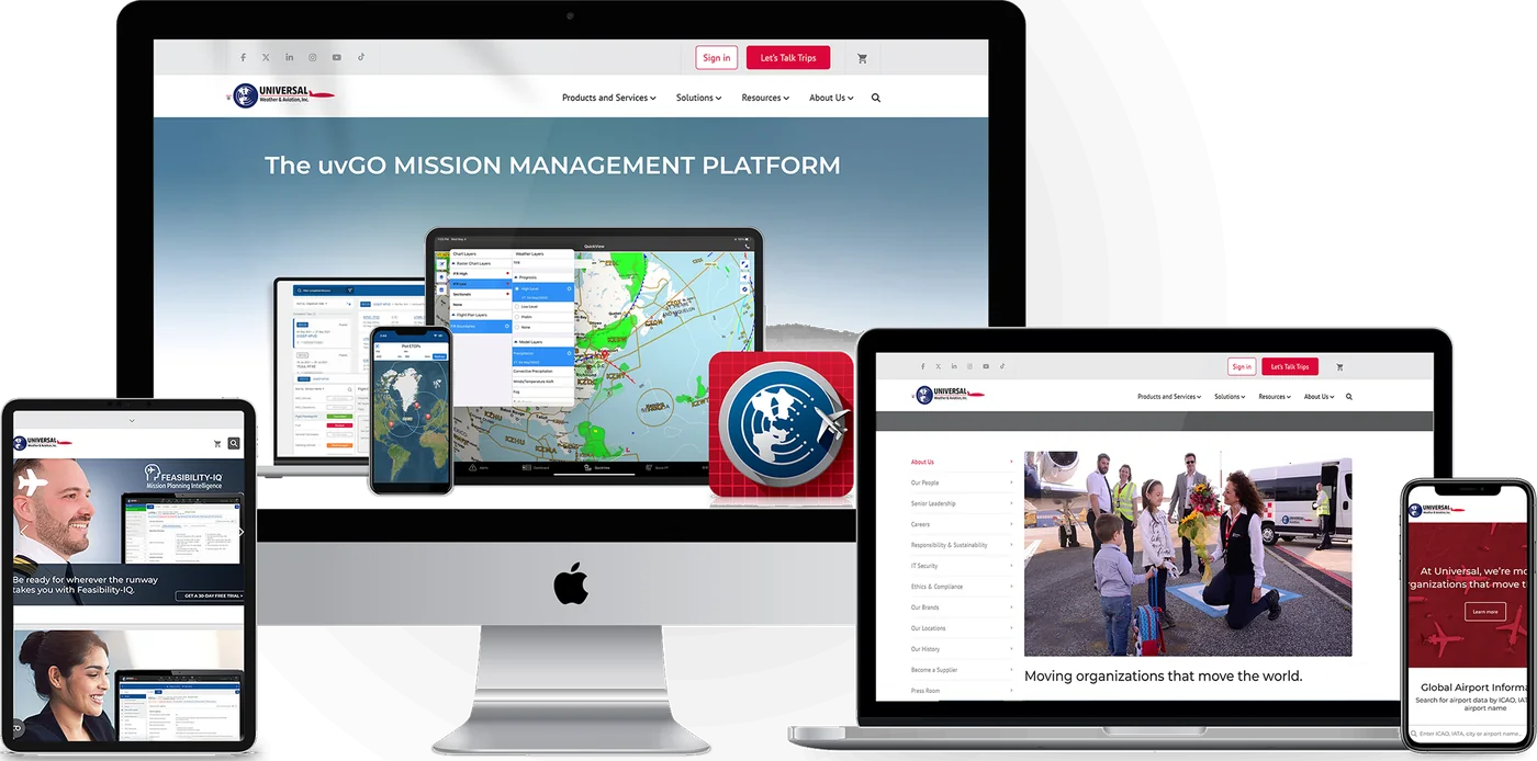 Universal Weather and Aviation on desktop, tablet, and phone